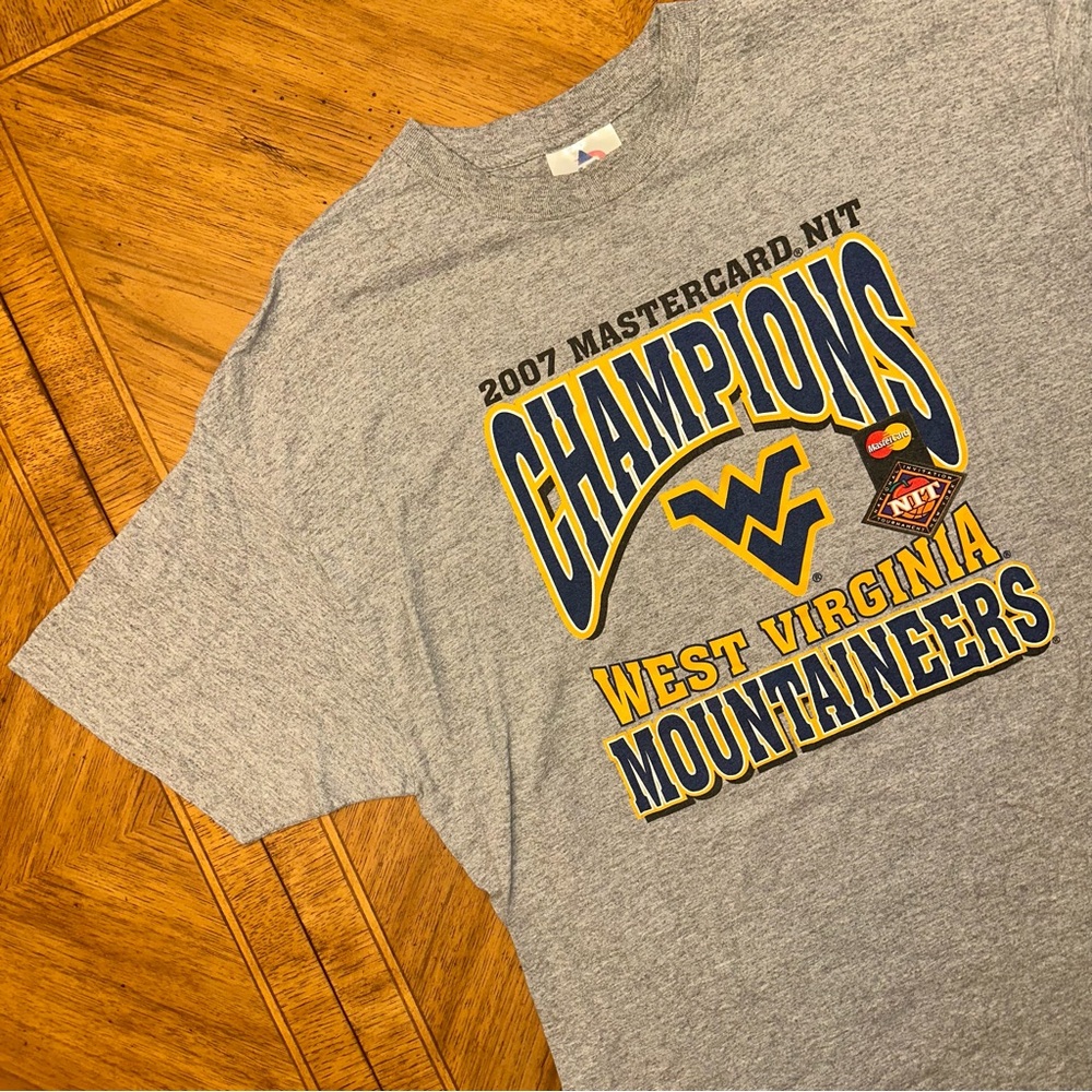 West Virginia Mountaineers Tshirt Mens Size 2XL Gray 2007 NIT Champions Retro